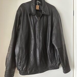Black genuine Leather Jacket in size large